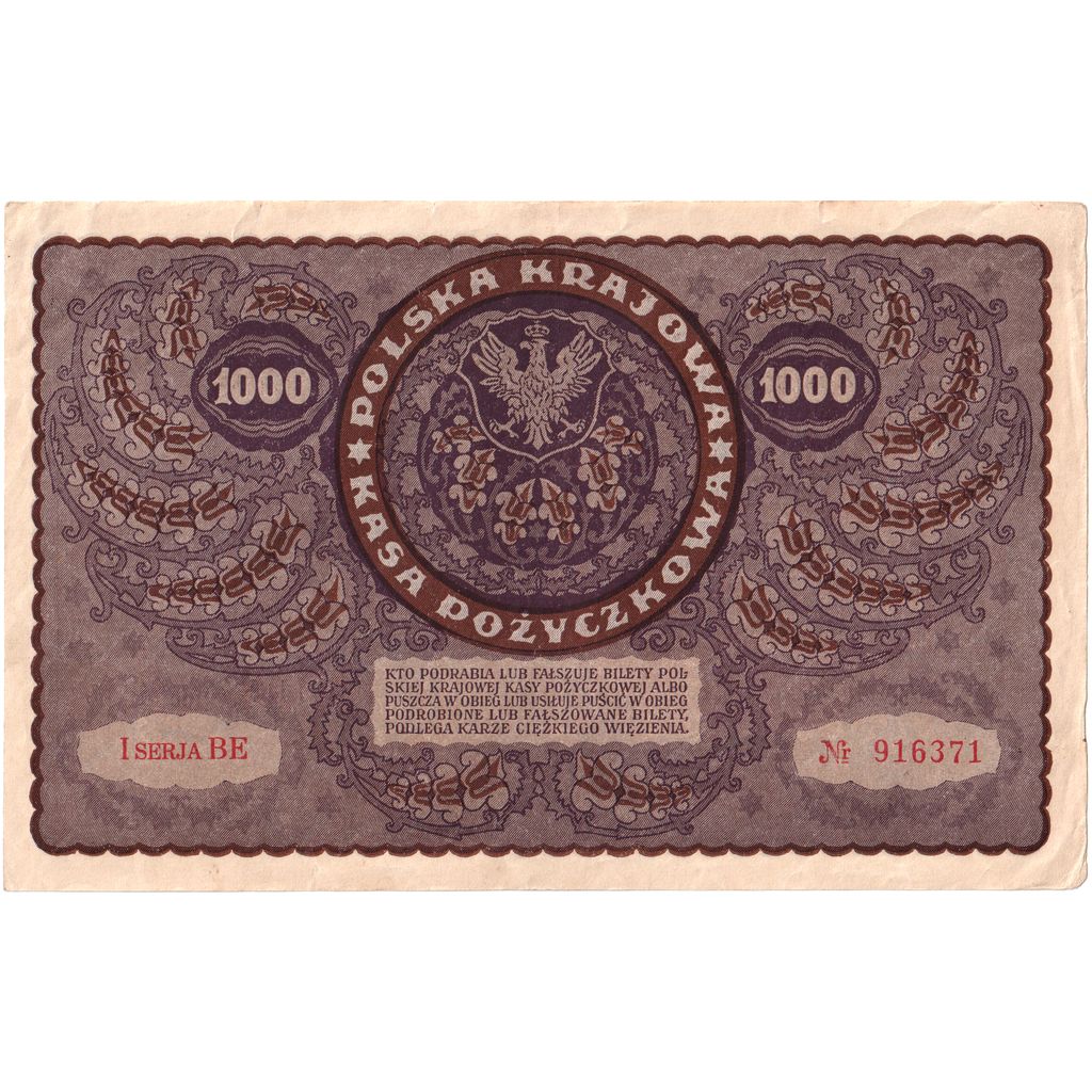Polonia, 1000 Marek, 1919-08-23, EBC