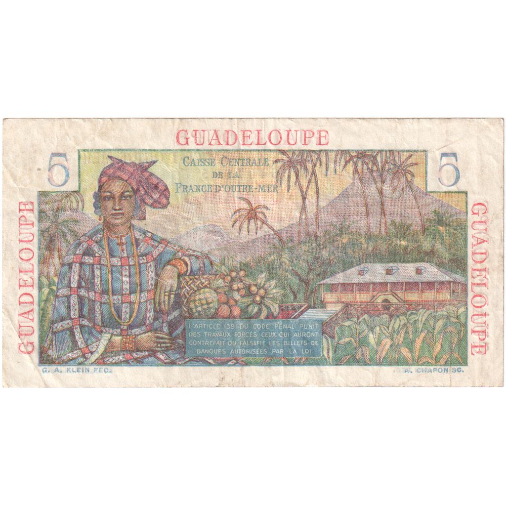 Guadalupe, 5 Francs, P.23, BB