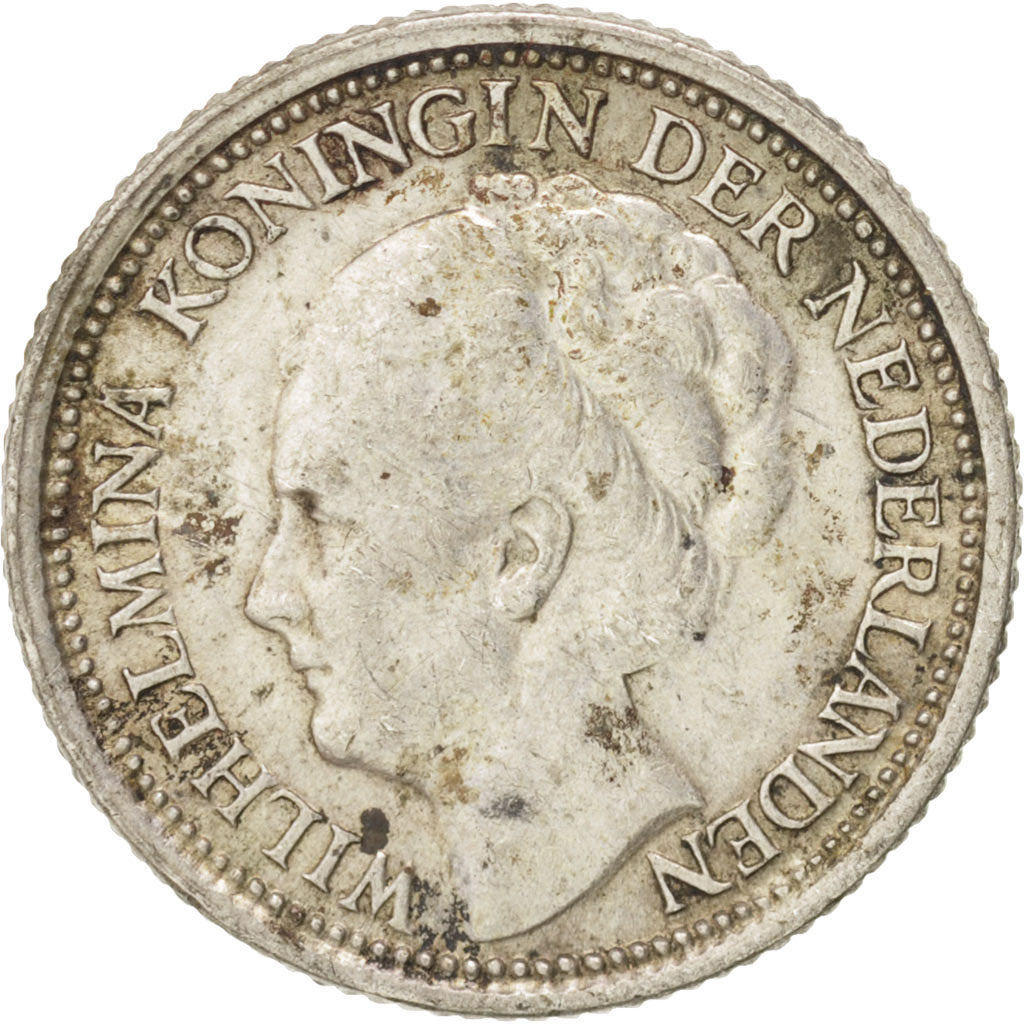 Coin, Netherlands, Wilhelmina I, 10 Cents, 1937, AU(50-53), Silver, KM:163