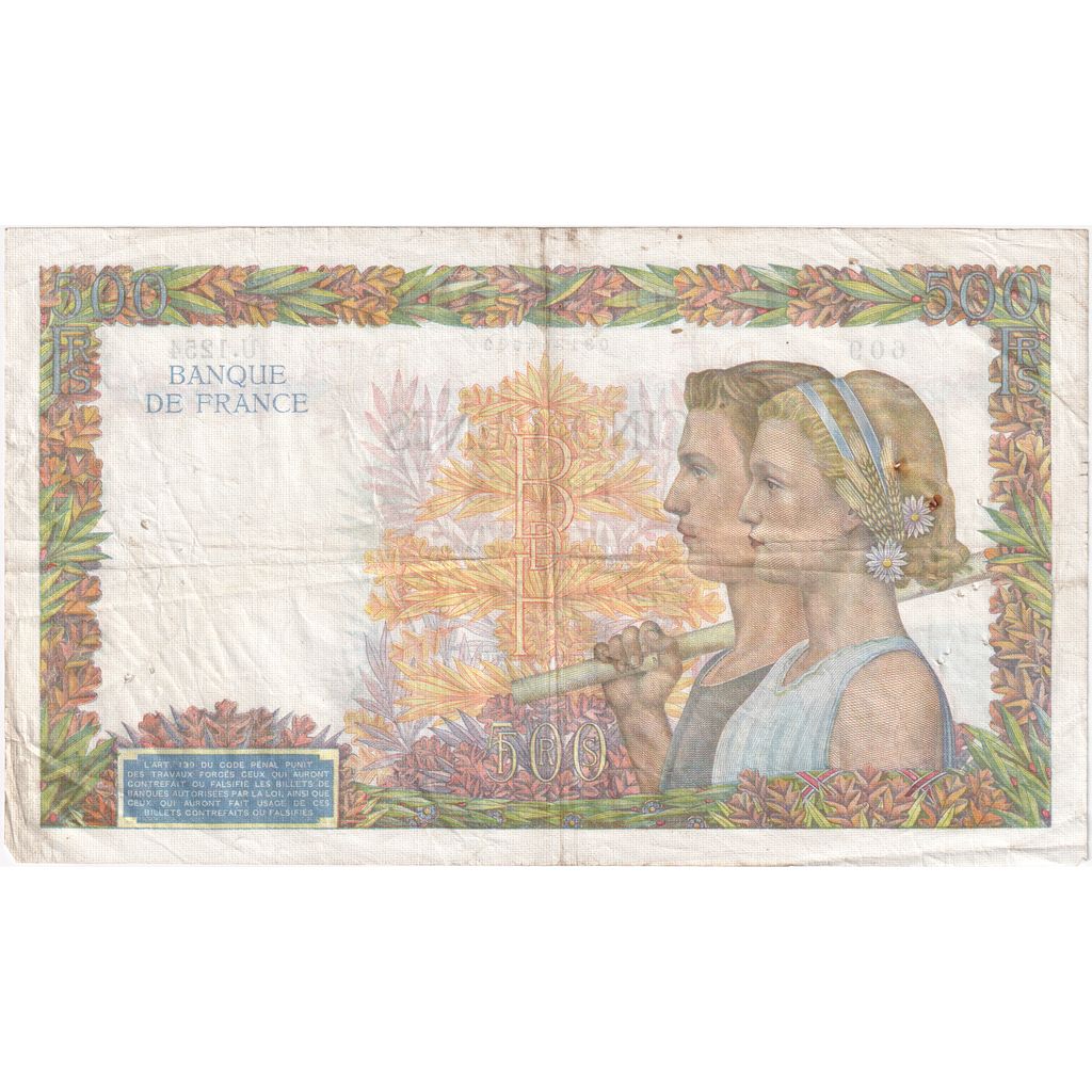 Francia, 500 Francs, La Paix, 1940-10-26, U.1254, MBC