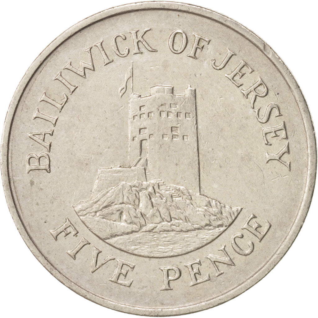 Coin, Jersey, Elizabeth II, 5 Pence, 1985, AU(55-58), Copper-nickel, KM:56.1