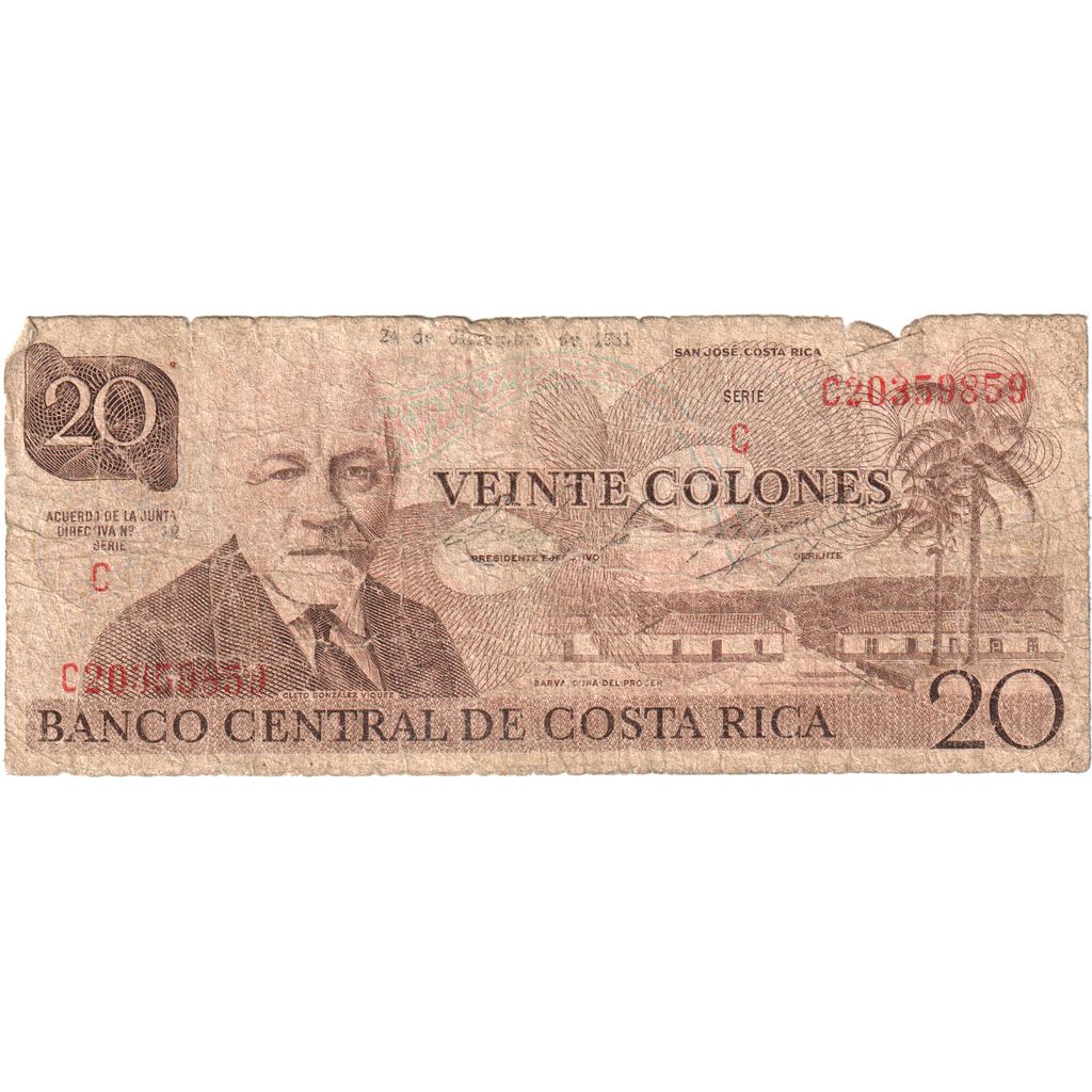 Costa Rica, 20 Colones, 1981-12-24, AG(1-3)