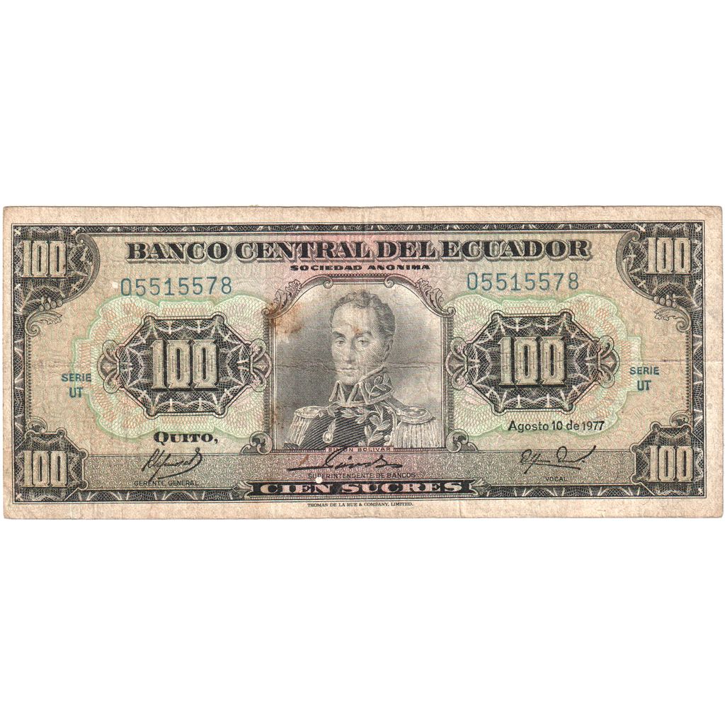 Ecuador, 100 Sucres, 1977-08-10, MB