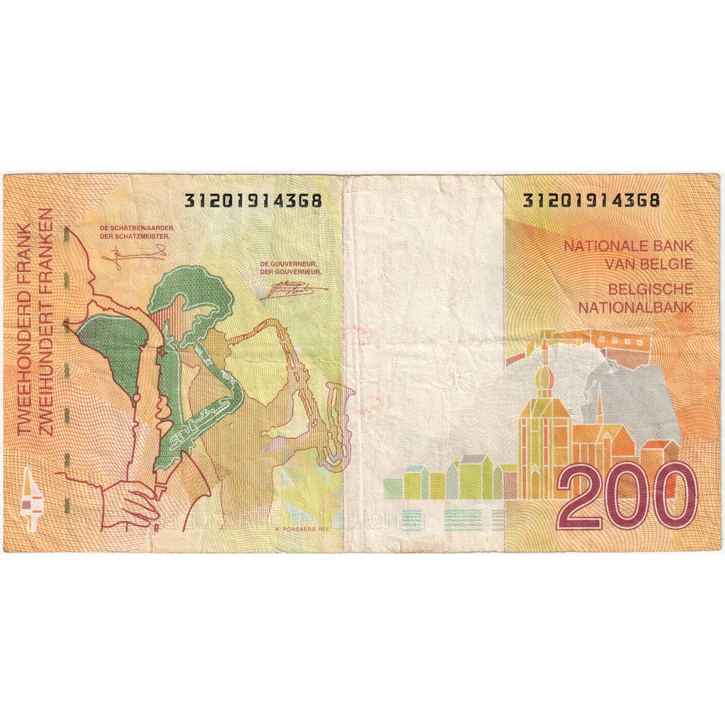 Belgium, 200 Francs, KM:148, AU(55-58)