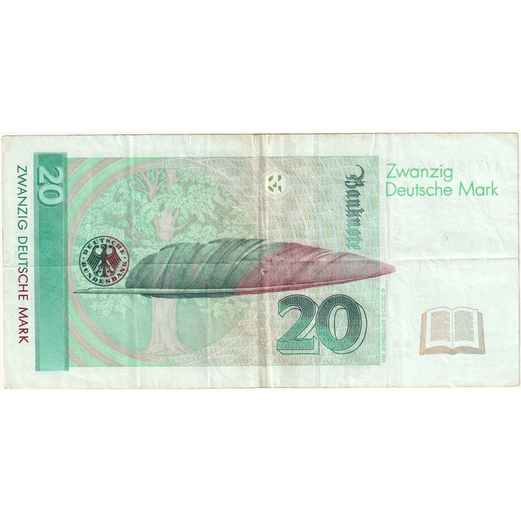 GERMANY - FEDERAL REPUBLIC, 20 Deutsche Mark, 1993-10-01, EF(40-45)