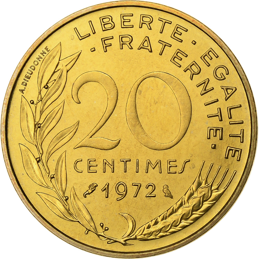 Francia, 20 Centimes, Marianne, 1972, Paris, FDC, Alluminio-bronzo, FDC