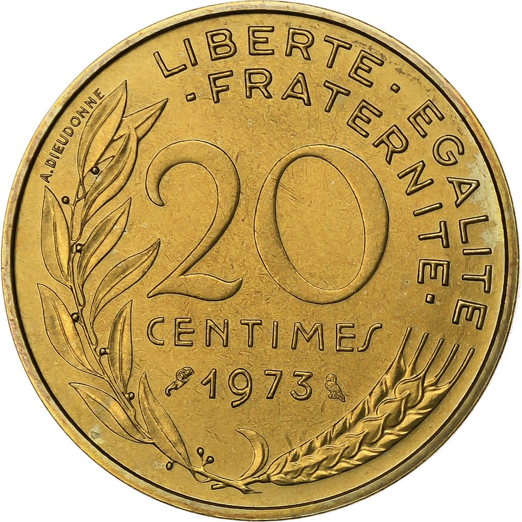 Frankreich, 20 Centimes, Marianne, 1973, Paris, FDC, Aluminum-Bronze, STGL