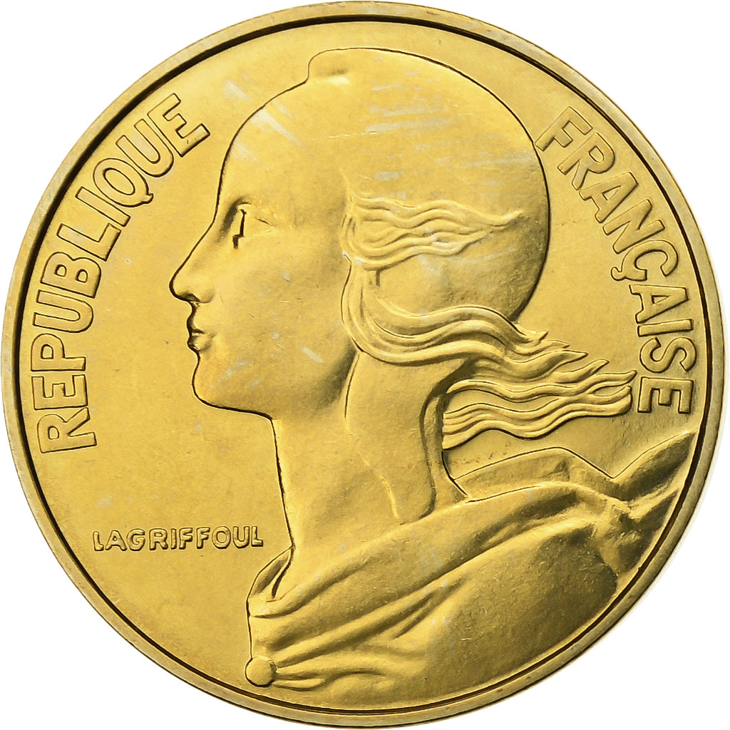 Francja, 20 Centimes, Marianne, 1974, Paris, Aluminium-Brąz, MS(65-70)
