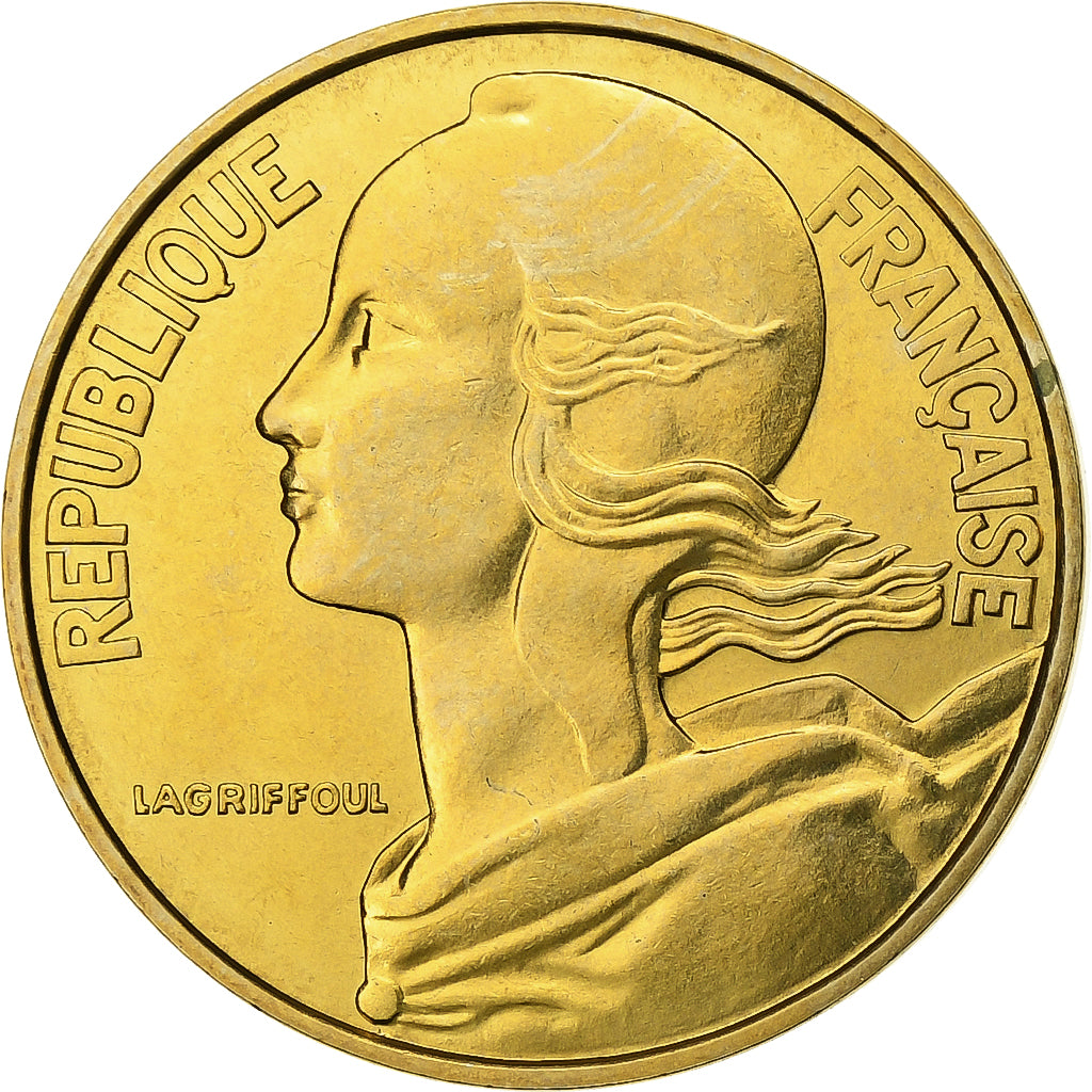 França, 20 Centimes, Marianne, 1976, Paris, série FDC, Alumínio-Bronze