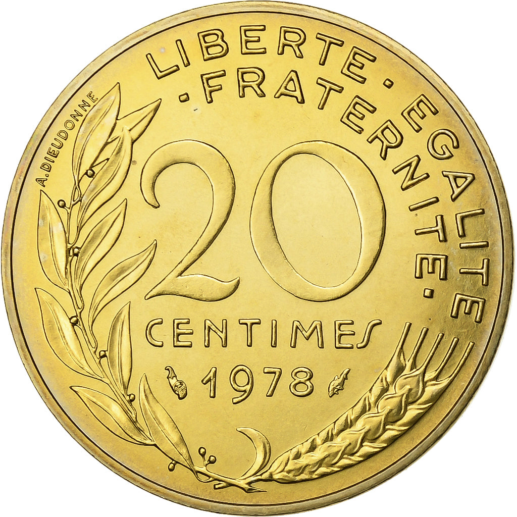 Francja, 20 Centimes, Marianne, 1978, Monnaie de Paris, série FDC