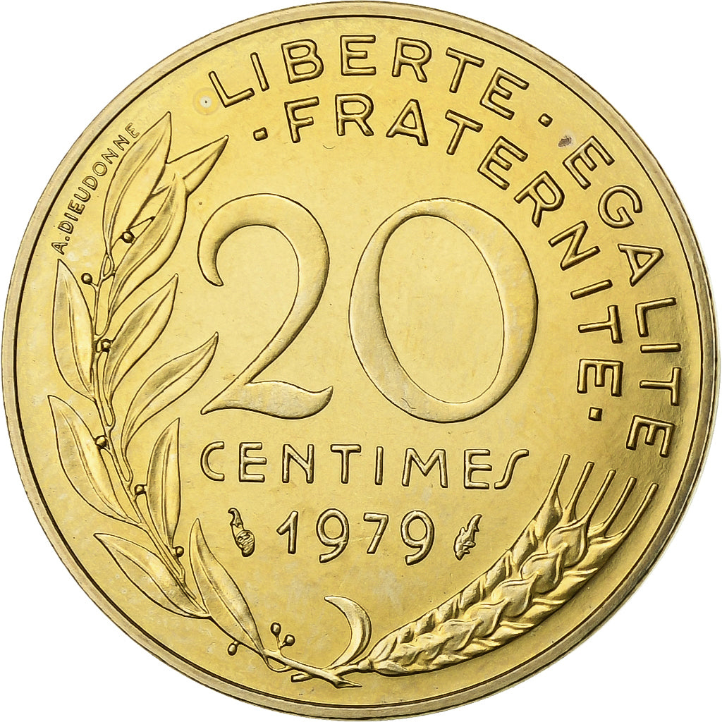 Francja, 20 Centimes, Marianne, 1979, Monnaie de Paris, série FDC