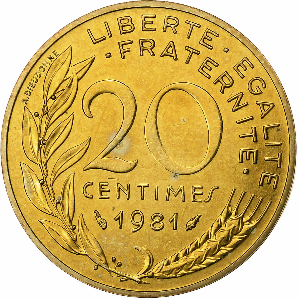 France, 20 Centimes, Marianne, 1981, MDP, série FDC, Bronze-Aluminium, FDC