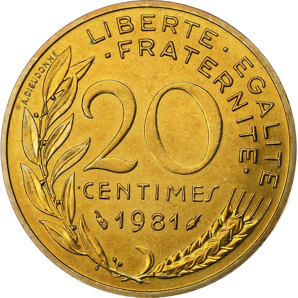 Frankrijk, 20 Centimes, Marianne, 1981, MDP, FDC, Aluminum-Bronze, FDC
