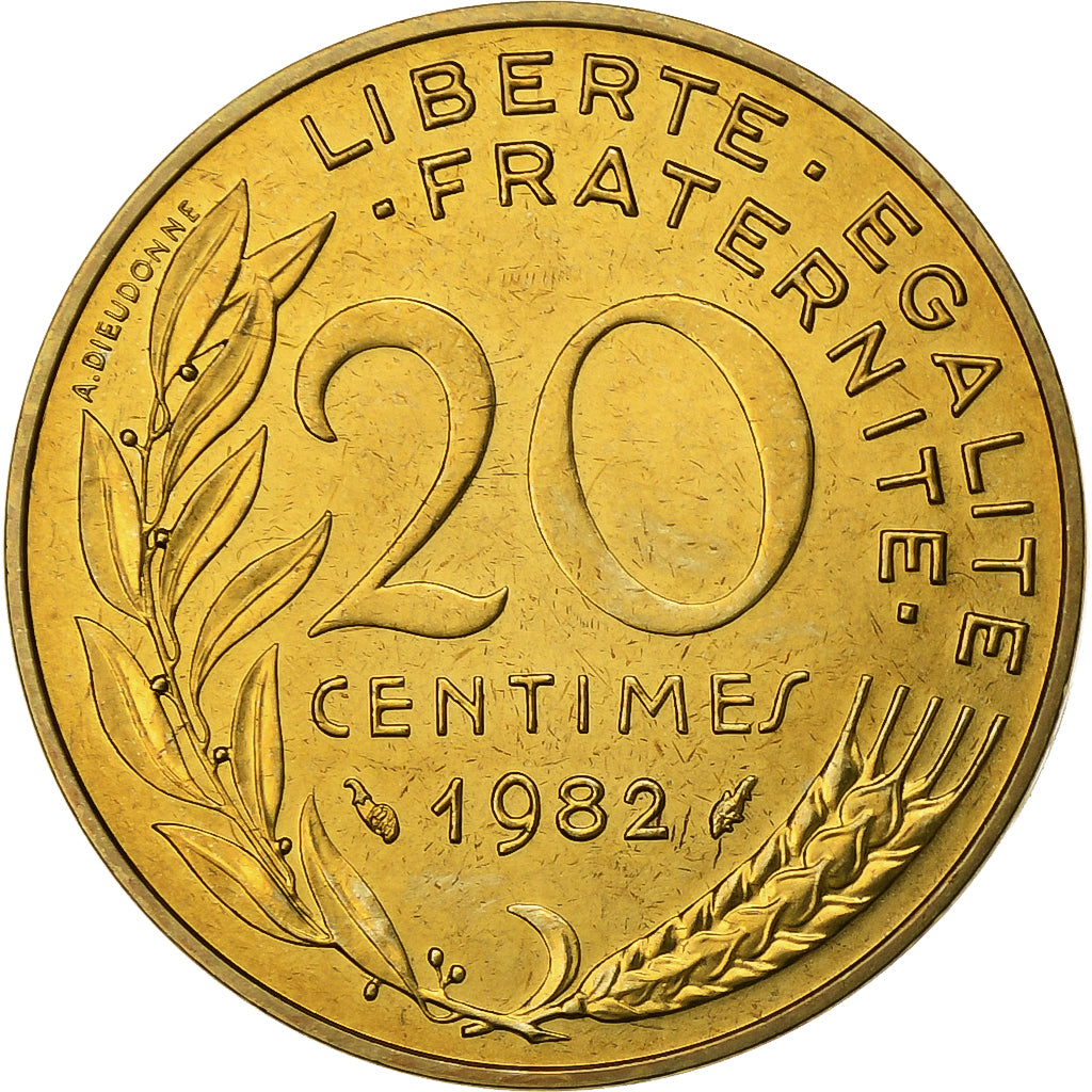 Frankrijk, 20 Centimes, Marianne, 1982, Monnaie de Paris, FDC, Aluminum-Bronze