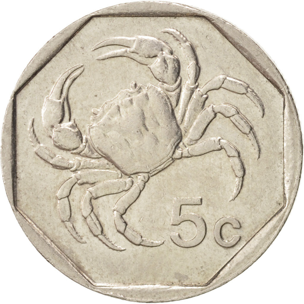Coin, Malta, 5 Cents, 1991, AU(55-58), Copper-nickel, KM:95