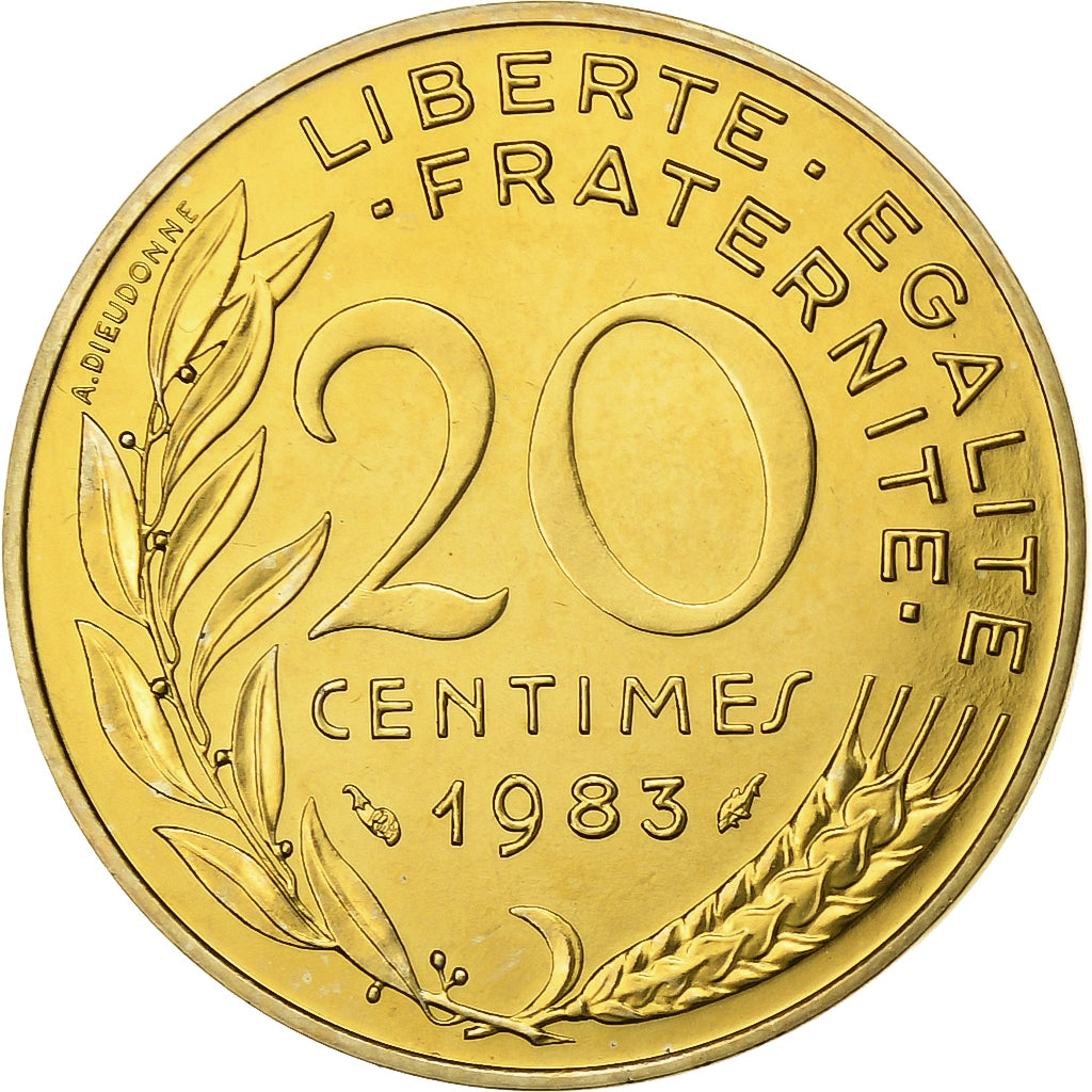 Francia, 20 Centimes, Marianne, 1983, Paris, série FDC, Alluminio-bronzo, FDC