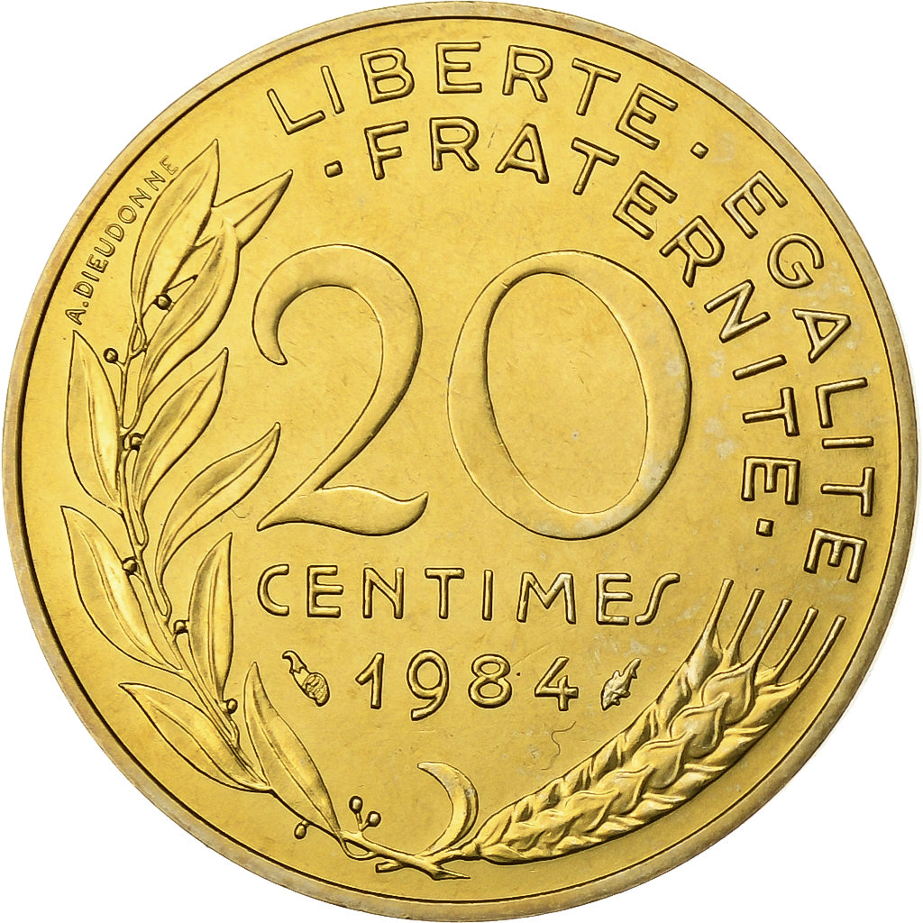 Francia, 20 Centimes, Marianne, 1984, Paris, FDC, Aluminio - bronce, FDC