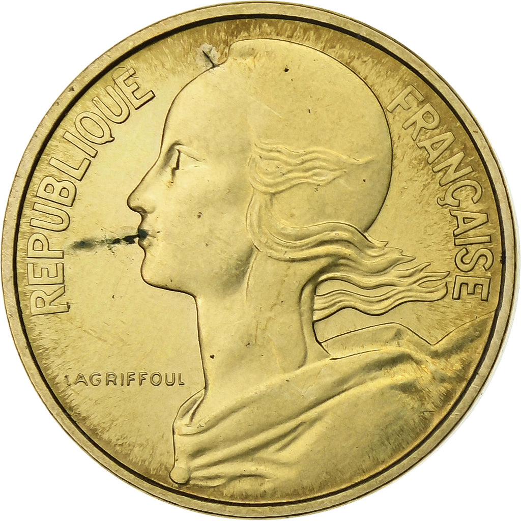 Francja, 10 Centimes, Marianne, 1967, Paris, Aluminium-Brąz, MS(63)