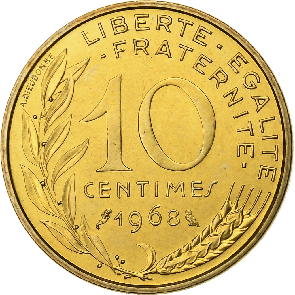 Frankreich, 10 Centimes, Marianne, 1968, Paris, FDC, Aluminum-Bronze, STGL