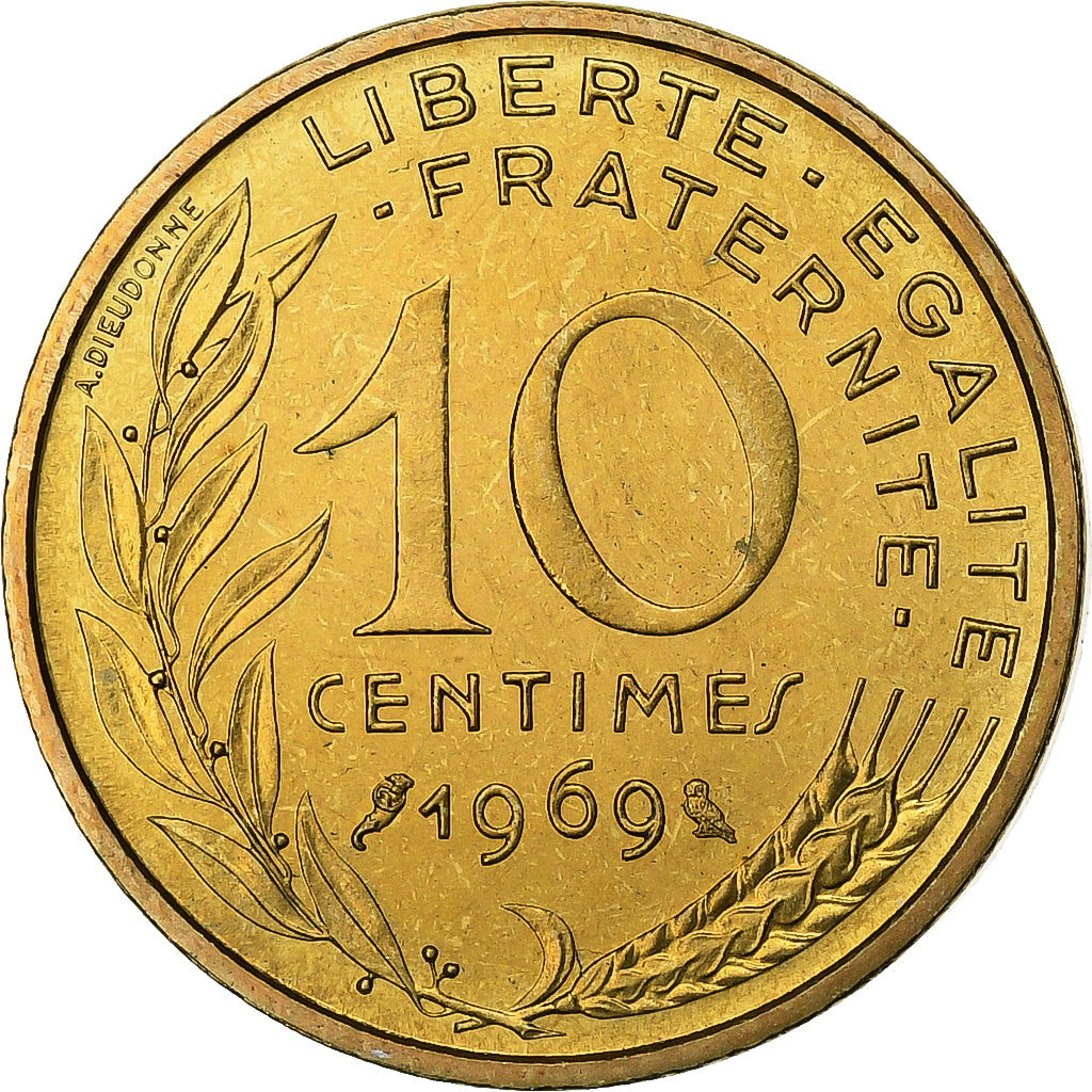 Francia, 10 Centimes, Marianne, 1969, Paris, série FDC, Alluminio-bronzo, FDC