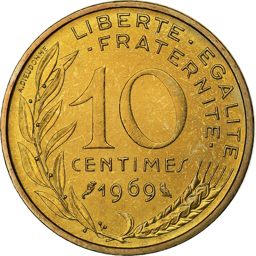 Frankreich, 10 Centimes, Marianne, 1969, Paris, FDC, Aluminum-Bronze, STGL