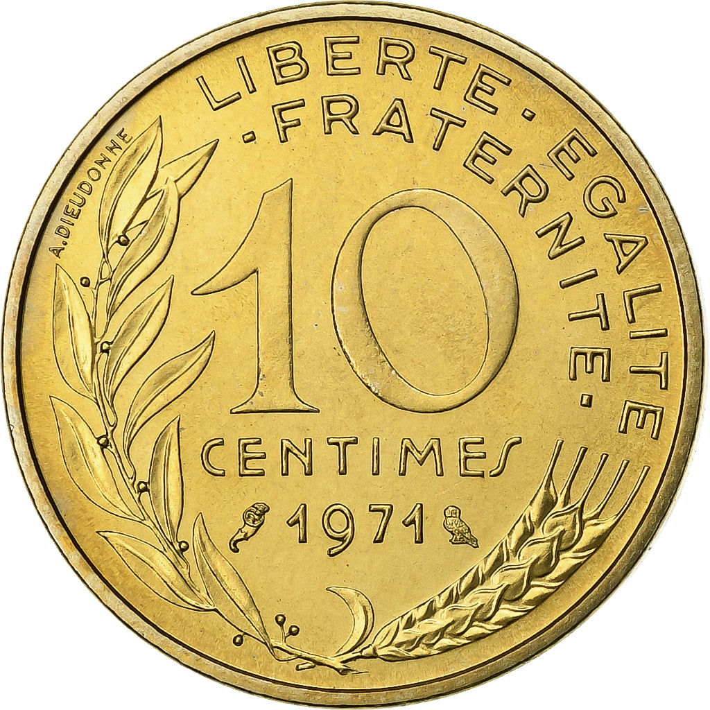 Francia, 10 Centimes, Marianne, 1971, Paris, FDC, Alluminio-bronzo, FDC