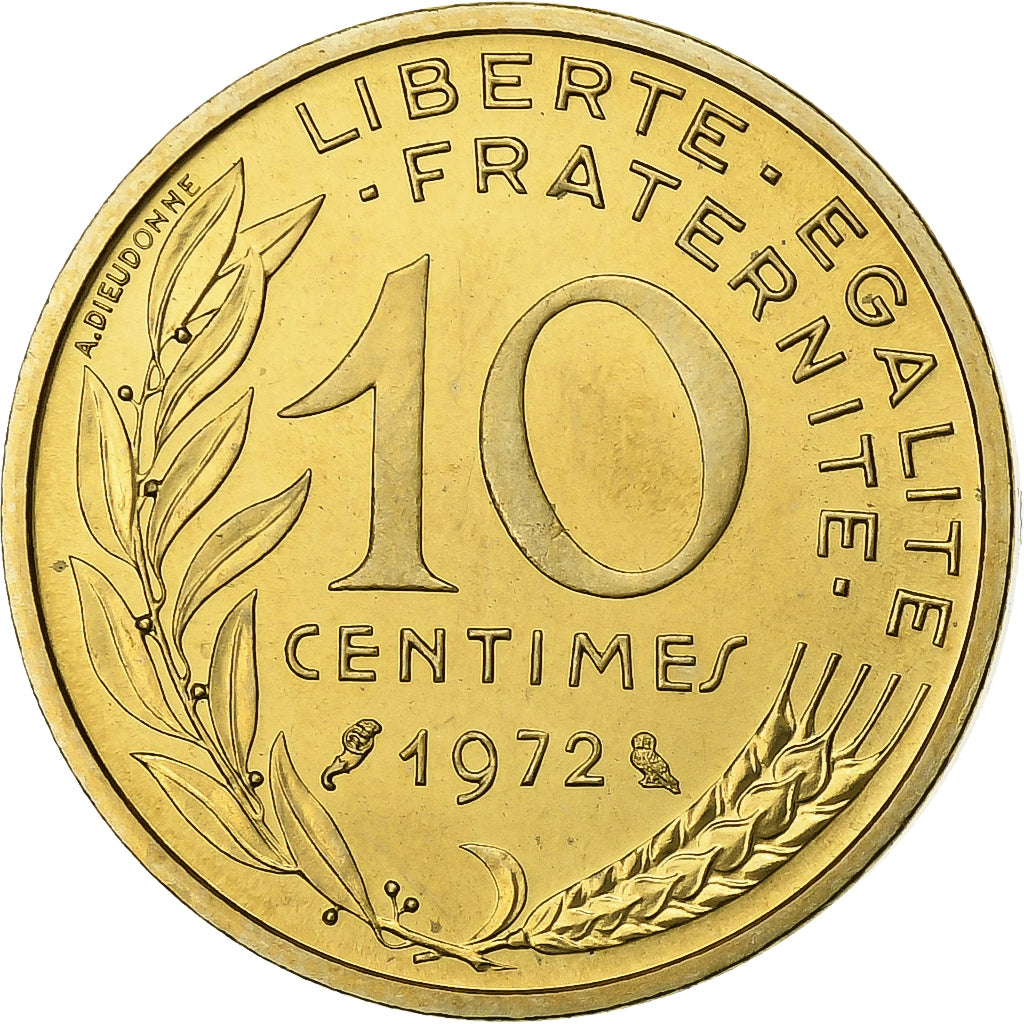 France, 10 Centimes, Marianne, 1972, Paris, FDC, Aluminum-Bronze, MS(65-70)
