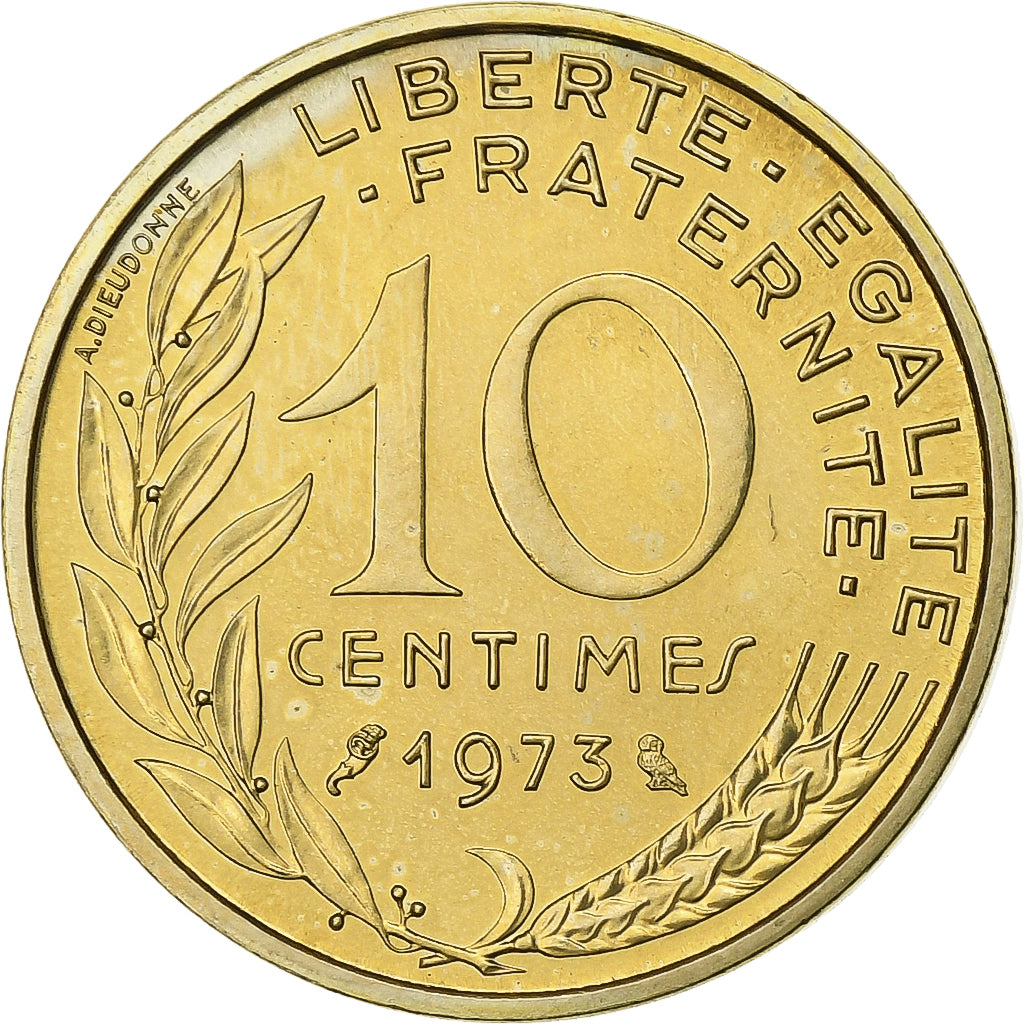 France, 10 Centimes, Marianne, 1973, Paris, série FDC, Aluminum-Bronze