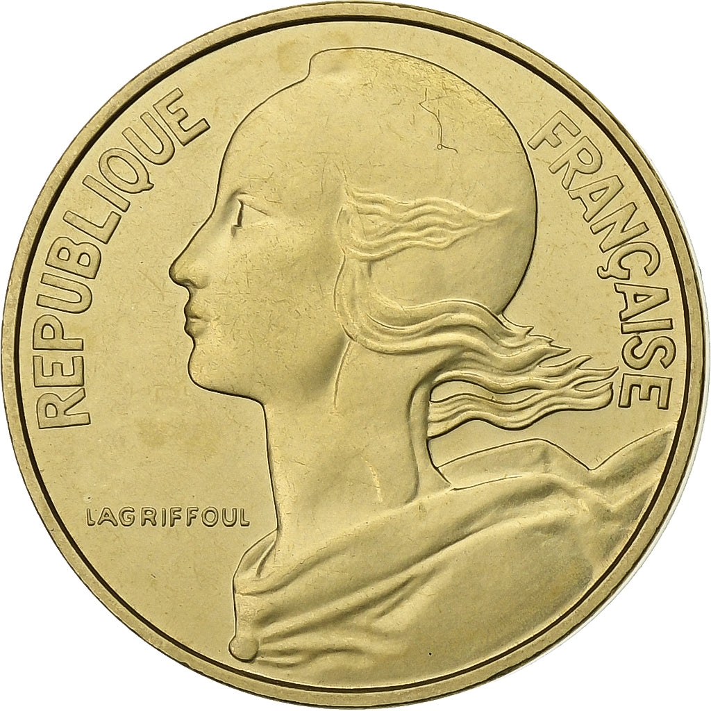 França, 10 Centimes, Marianne, 1975, Paris, série FDC, Alumínio-Bronze
