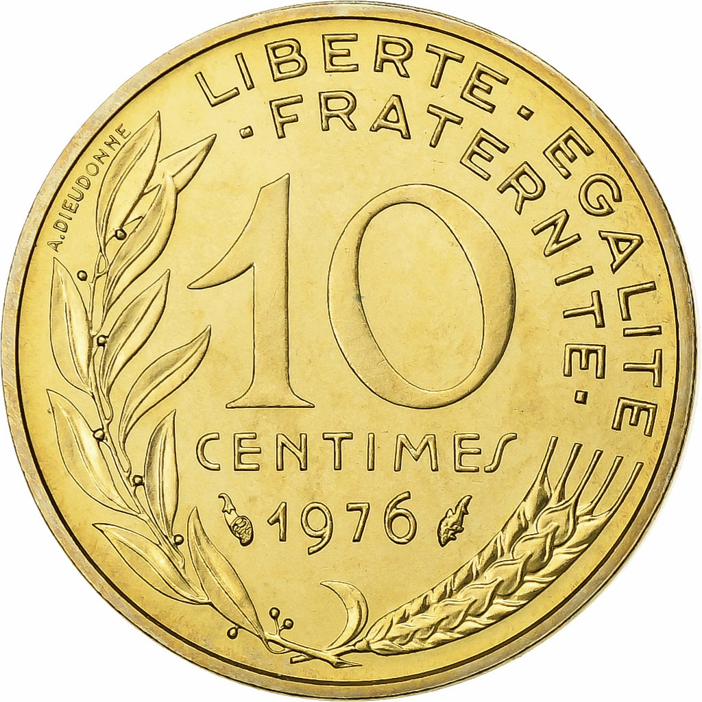Frankreich, 10 Centimes, Marianne, 1976, Paris, FDC, Aluminum-Bronze, STGL