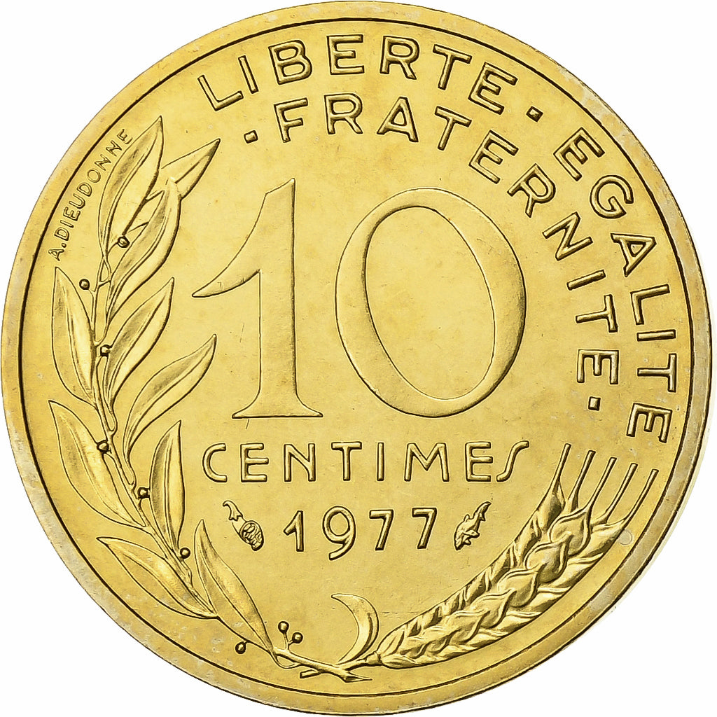 Frankreich, 10 Centimes, Marianne, 1977, Paris, FDC, Aluminum-Bronze, STGL
