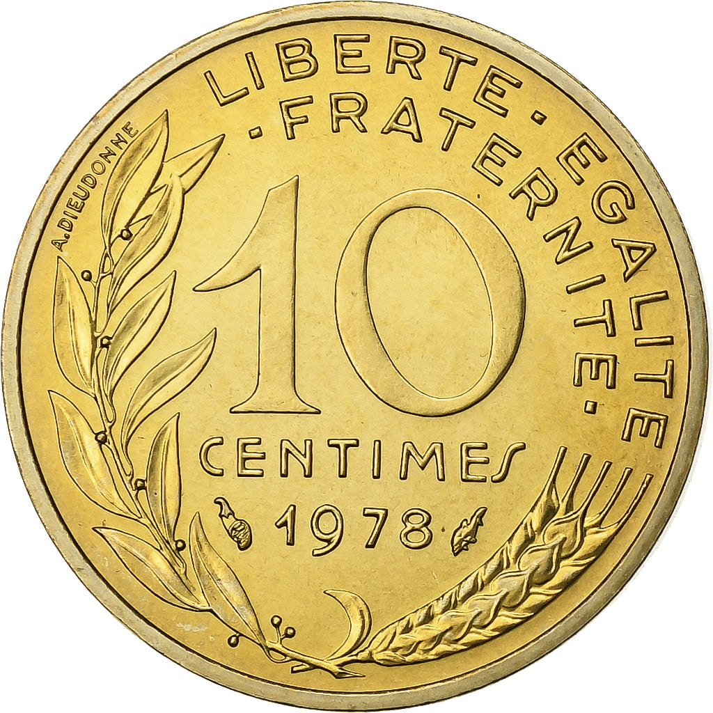 France, 10 Centimes, Marianne, 1978, Paris, FDC, Aluminum-Bronze, MS(65-70)