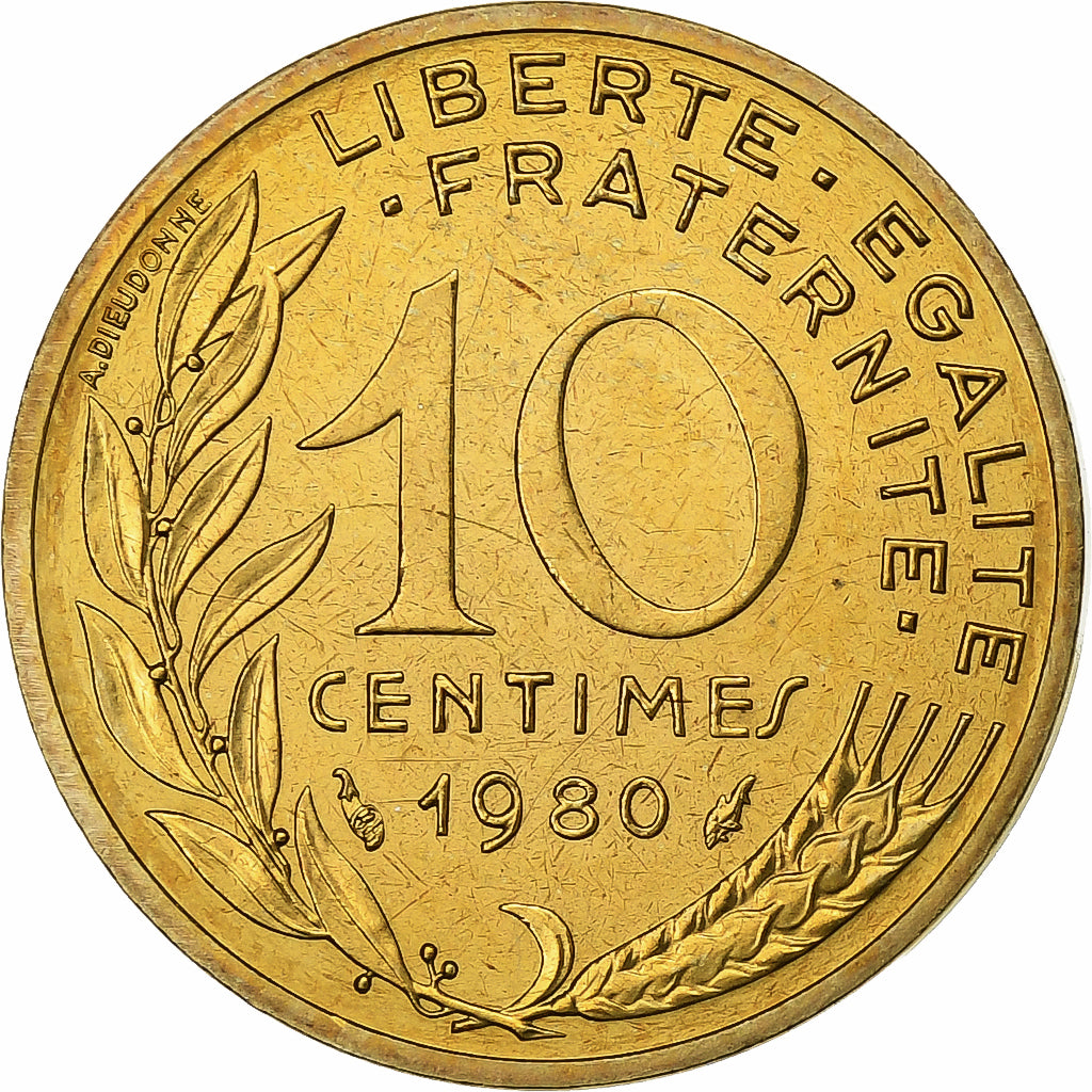 Frankreich, 10 Centimes, Marianne, 1980, Paris, FDC, Aluminum-Bronze, STGL