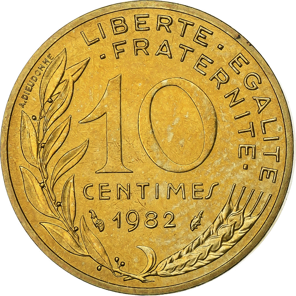 Francja, 10 Centimes, Marianne, 1982, Paris, FDC, Aluminium-Brąz, MS(65-70)