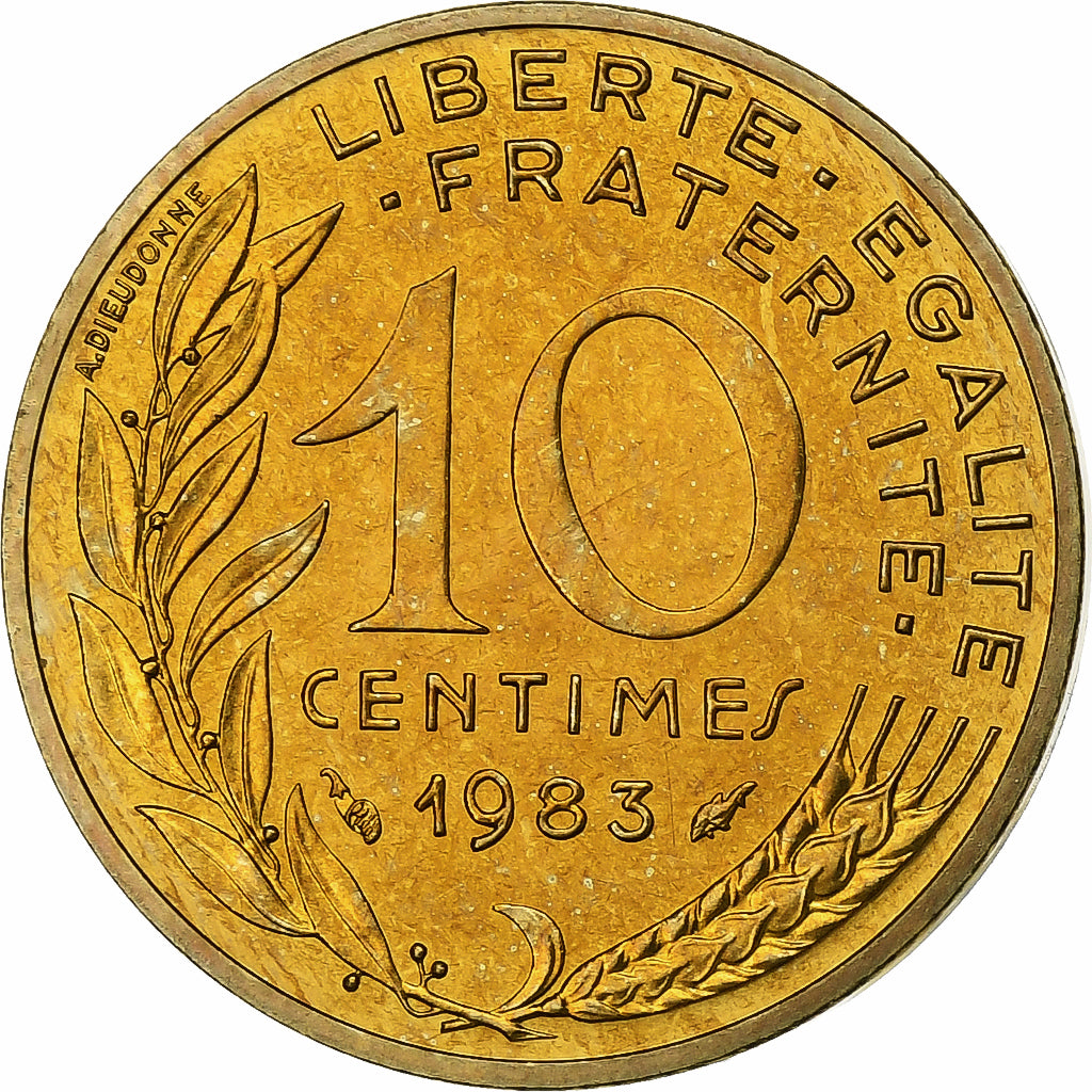Moneda, Francia, Marianne, 10 Centimes, 1983, Paris, FDC, Aluminio - bronce