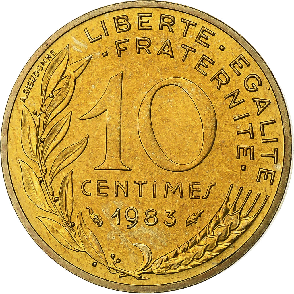 Francia, 10 Centimes, Marianne, 1983, Paris, FDC, Aluminio - bronce, FDC