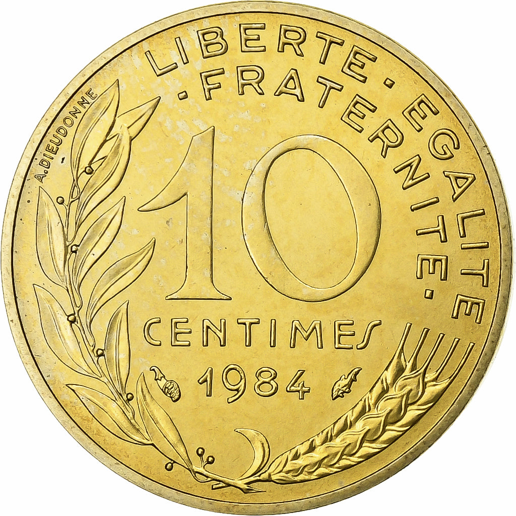 Francia, 10 Centimes, Marianne, 1984, Paris, FDC, Aluminio - bronce, FDC