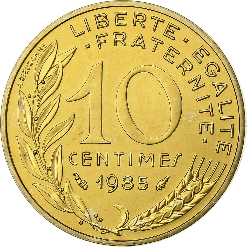 Francia, 10 Centimes, Marianne, 1985, Paris, FDC, Aluminio - bronce, FDC