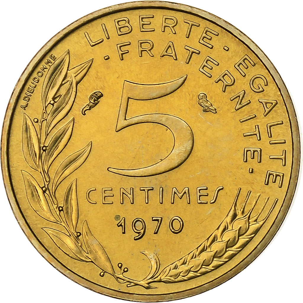Francia, 5 Centimes, Marianne, 1970, Paris, FDC, Aluminio - bronce, FDC