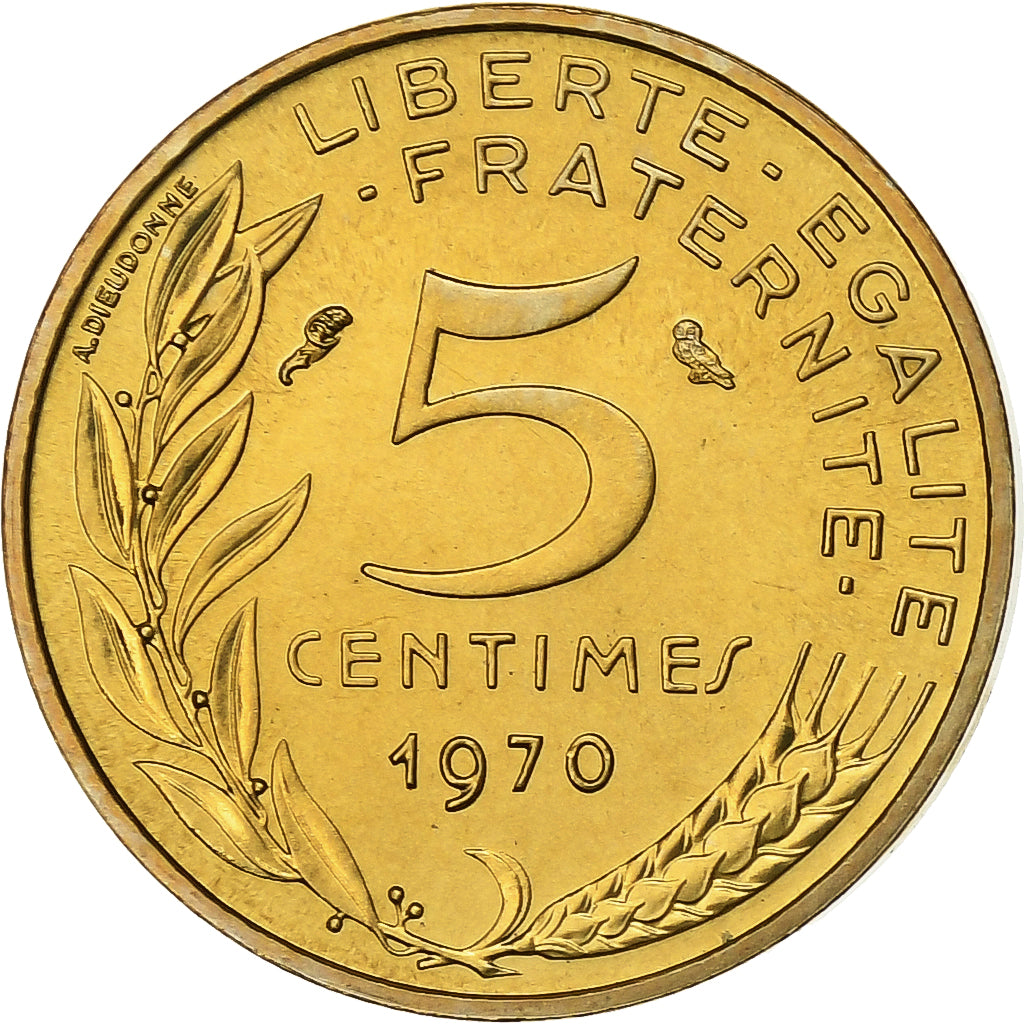 Frankreich, 5 Centimes, Marianne, 1970, Paris, série FDC, Aluminum-Bronze