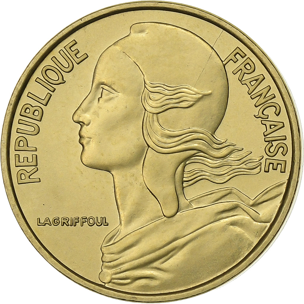 Francja, 5 Centimes, Marianne, 1975, Paris, Aluminium-Brąz, MS(65-70)