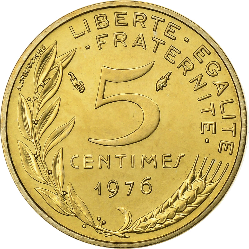Francia, 5 Centimes, Marianne, 1976, Paris, série FDC, Aluminio - bronce, FDC