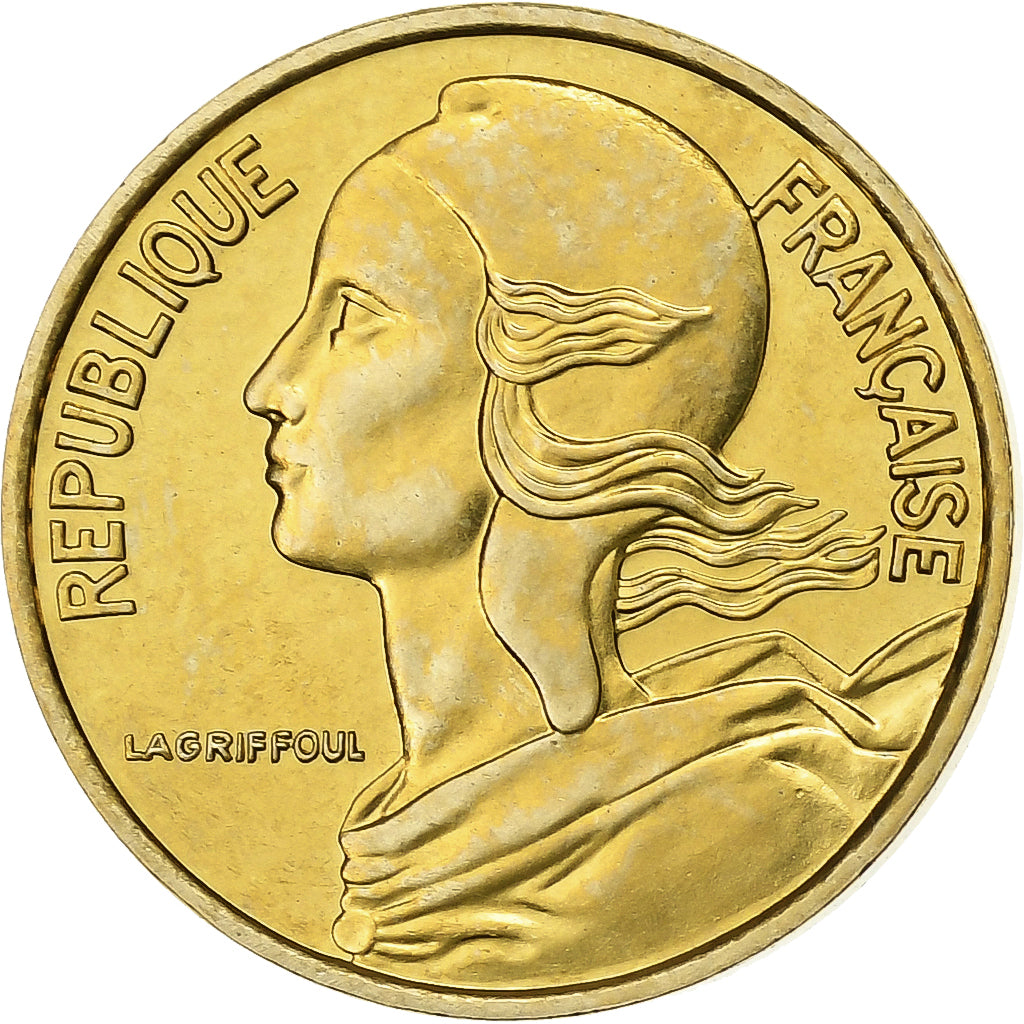 Francja, 5 Centimes, Marianne, 1977, Paris, FDC, Aluminium-Brąz, MS(65-70)