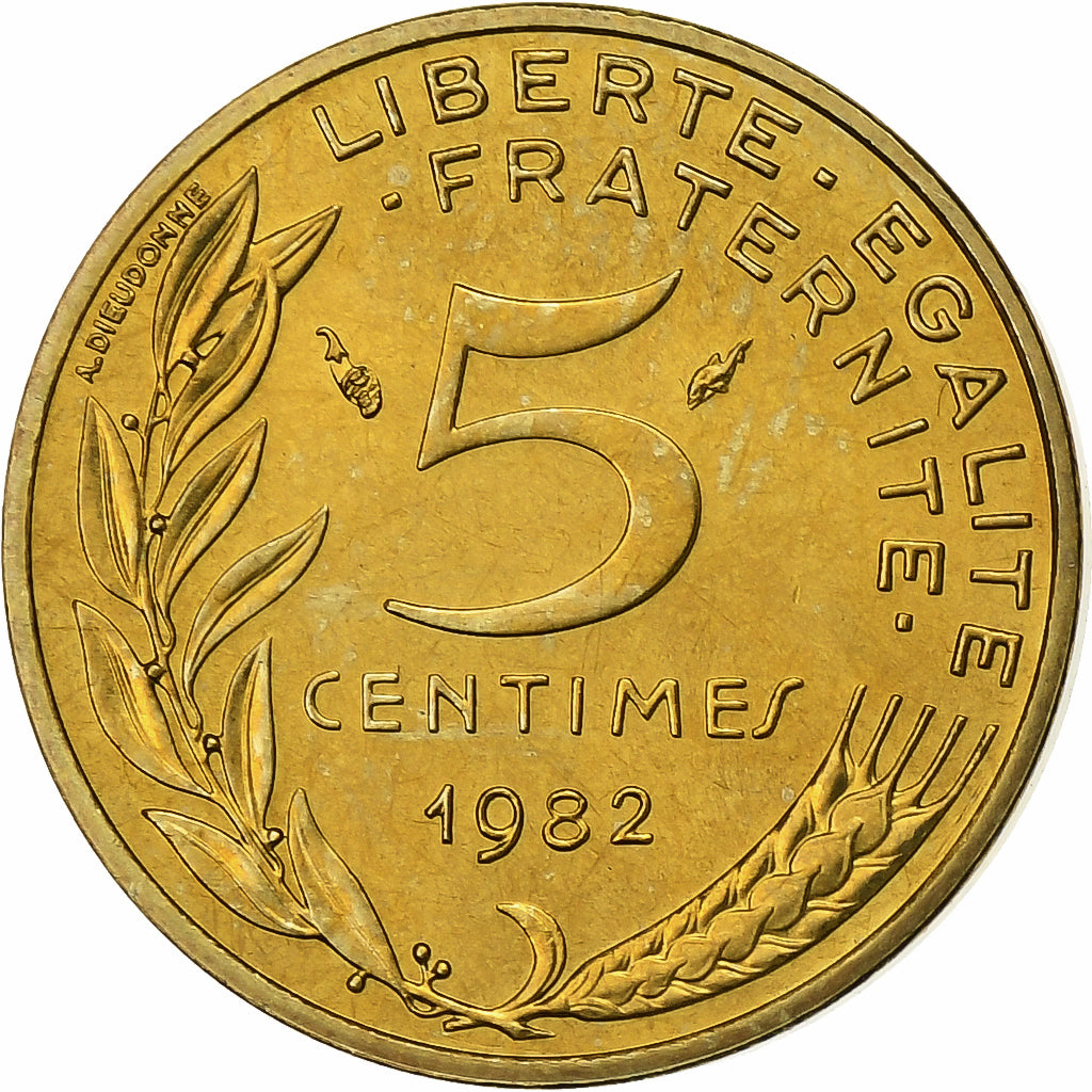 France, 5 Centimes, Marianne, 1982, Paris, FDC, Bronze-Aluminium, FDC