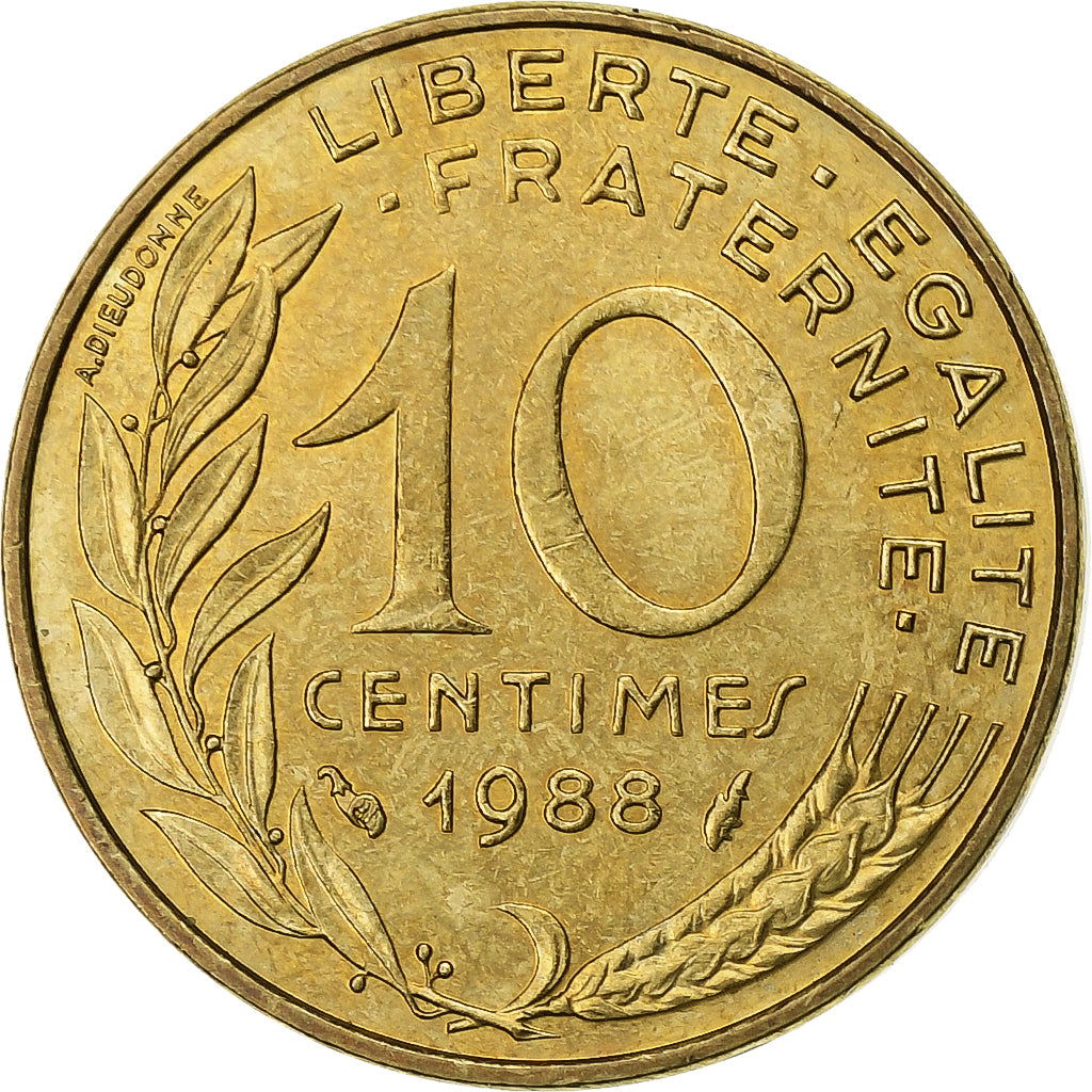 Francia, 10 Centimes, Marianne, 1988, Paris, Aluminio - bronce, SC, Gadoury:293