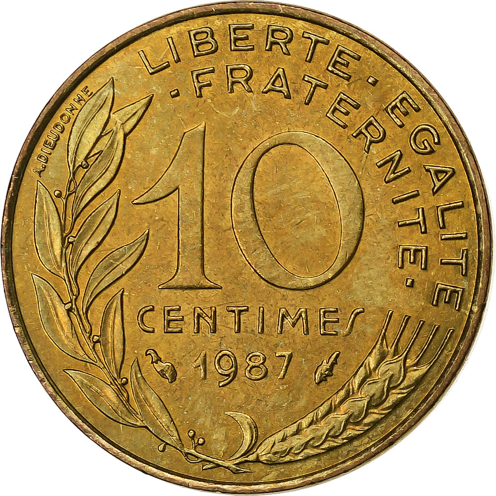 France, 10 Centimes, Marianne, 1987, Paris, FDC, Bronze-Aluminium, SPL