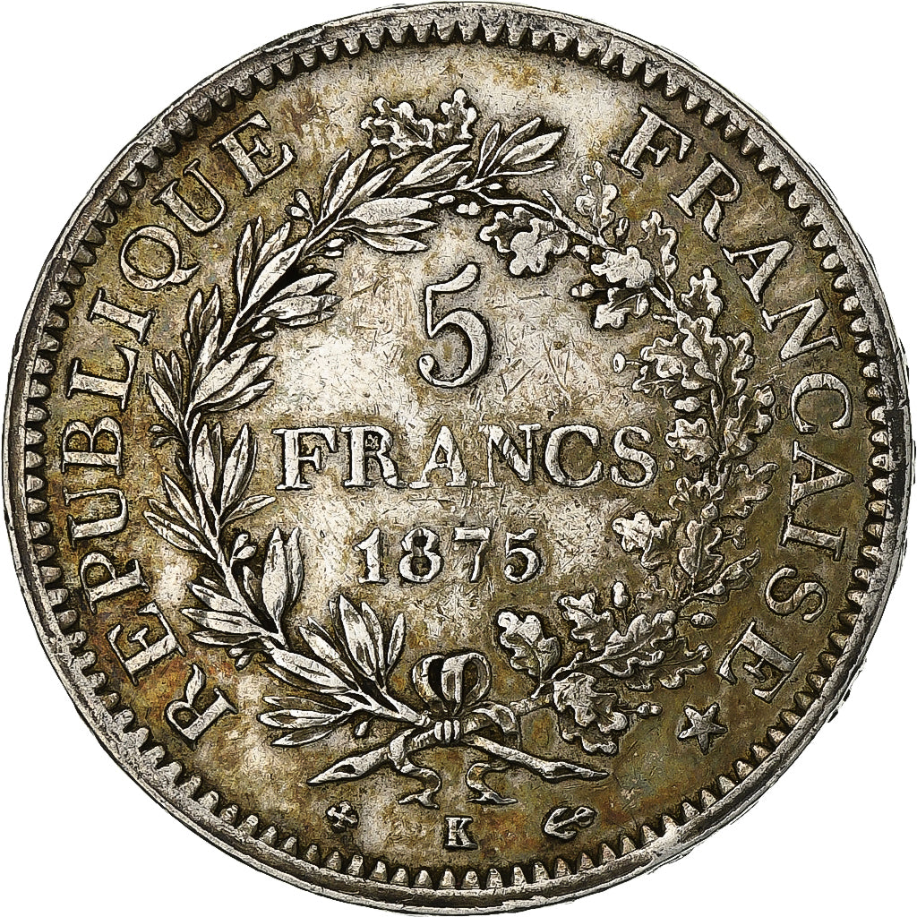 Francia, 5 Francs, Hercule, 1875, Bordeaux, Argento, BB, KM:820.2