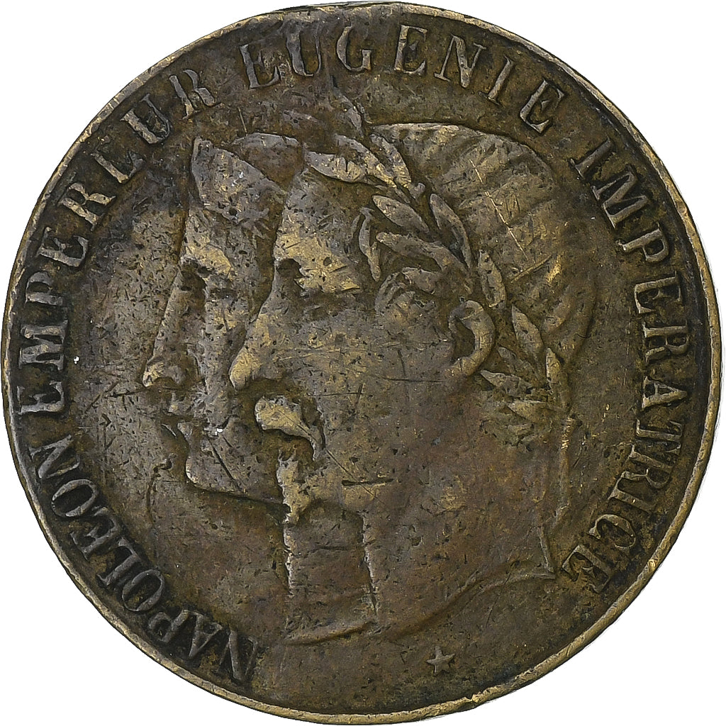 Francja, Token, Napoléon III, Palais de l'Exposition, 1855, Mosiądz, EF(40-45)