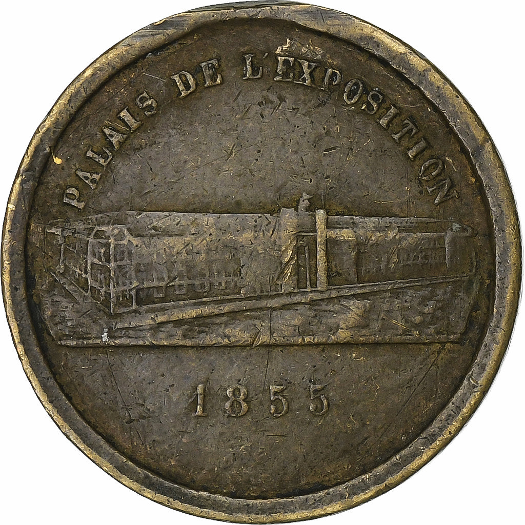 Francja, Token, Napoléon III, Palais de l'Exposition, 1855, Mosiądz, EF(40-45)
