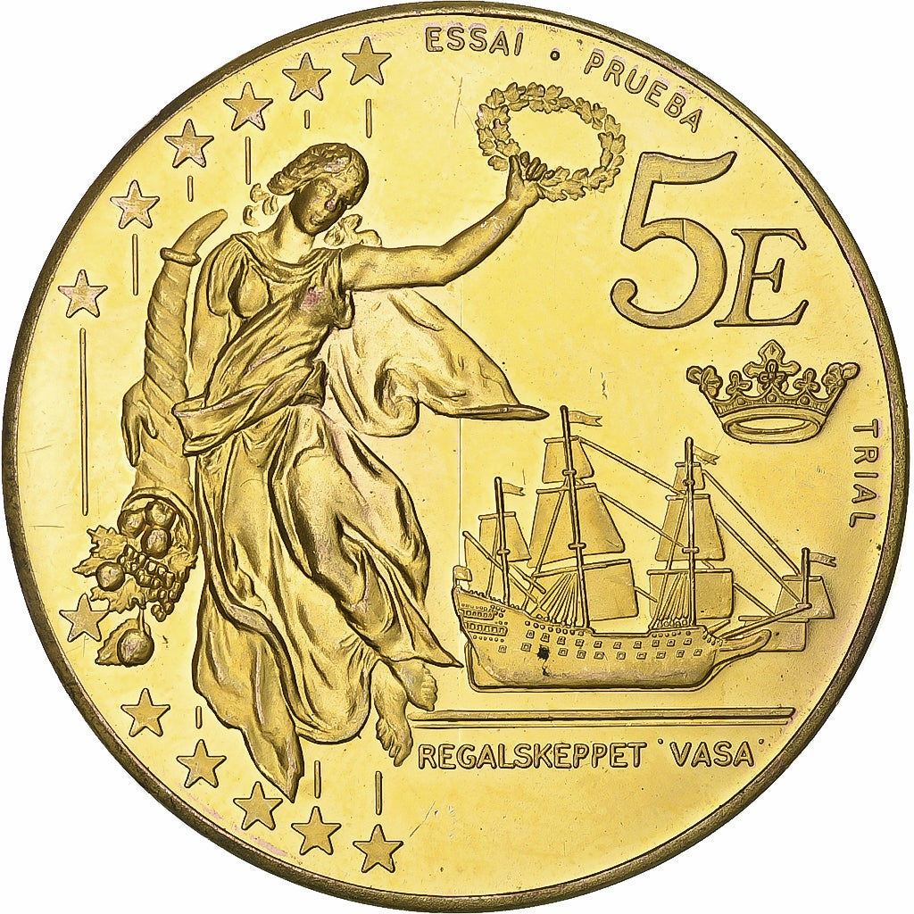 Svezia, Carl XVI Gustaf, 5 Euro, Fantasy euro patterns, FS, 2003, Oro, SPL-